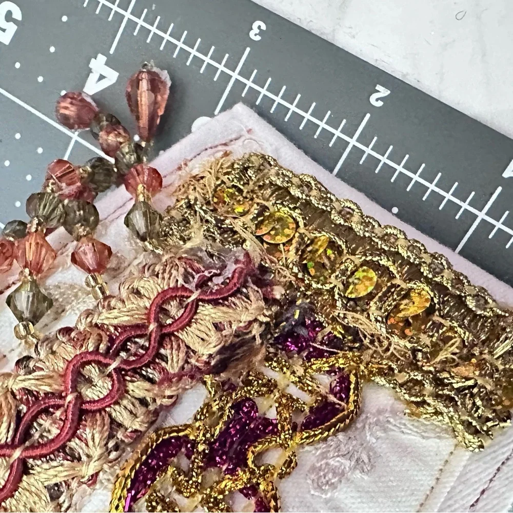 RUBYRUDI Cuff Bracelet Handcrafted OOAK Fabric Embellished Artisan Wearable Art
